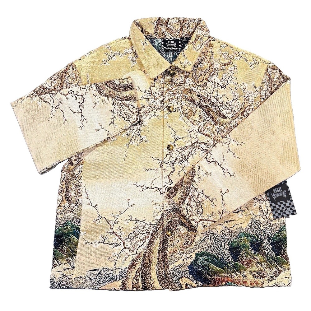 Rebel Vengeance Tapestry Jacket XL Men Japanese Landscape Mt Fuji Cherry Blossom